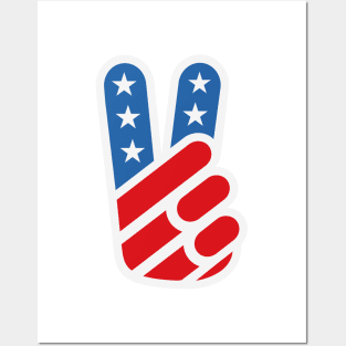 American Peace Sign (Full Color on White) Posters and Art